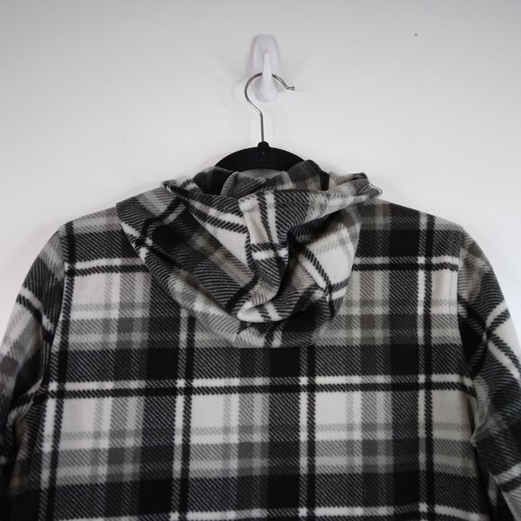 O'Neill  Half Zip Fleece Plaid Black and White Pullover Hoodie Size S - Picture 10 of 12